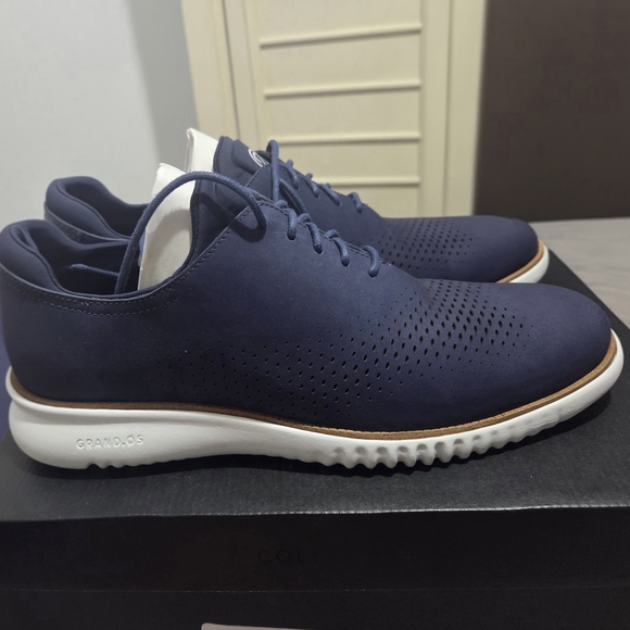 Cole Haan ZeroGrand Marine Blue Wingtip Shoes - Picture 1 of 9